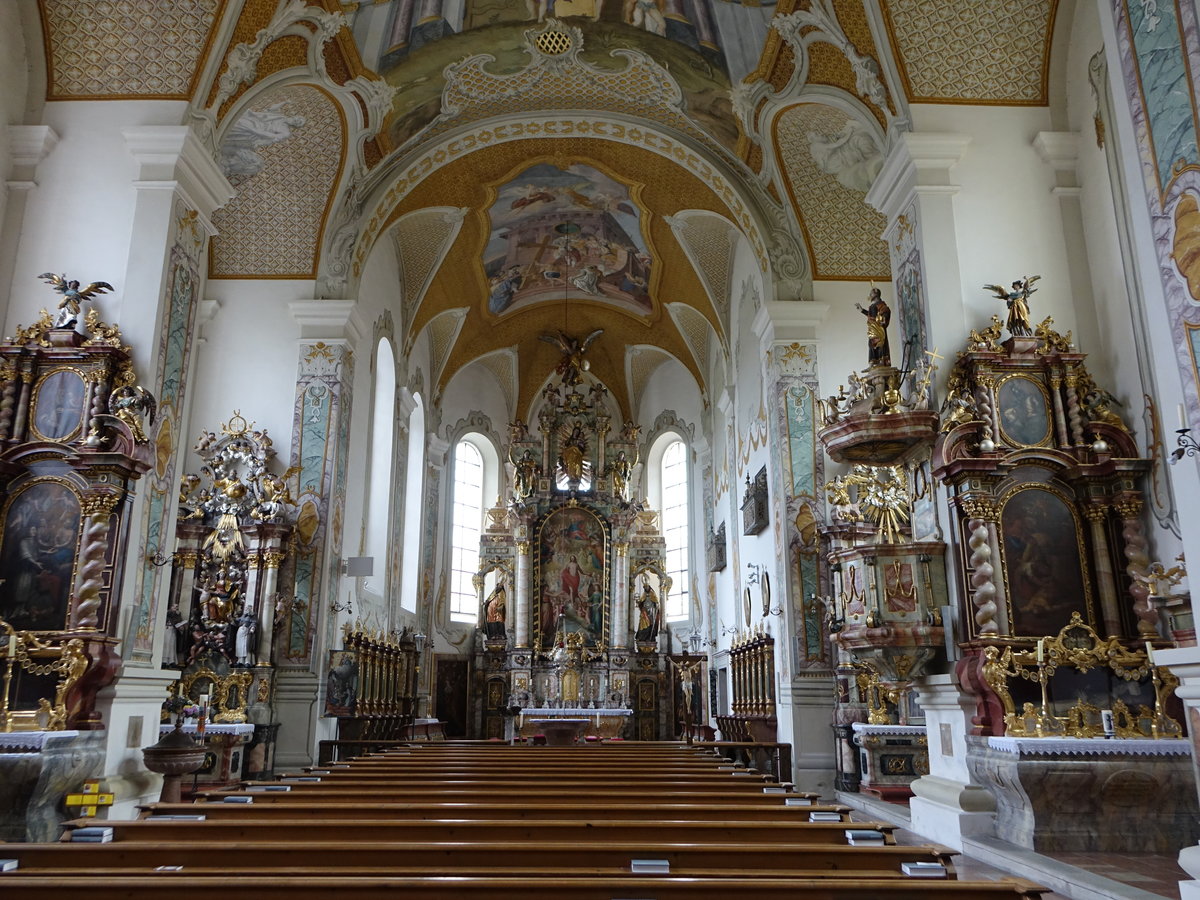 Bad Griesbach, barocker Innenraum der Klosterkirche St. Salvator (20.10.2018)