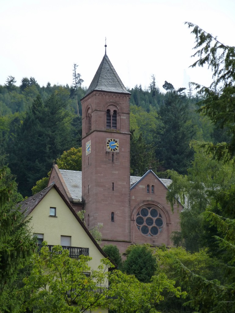 Bad Herrenalb, die katholische Kirche St.Bernhard, erbaut 1905, Aug.2015