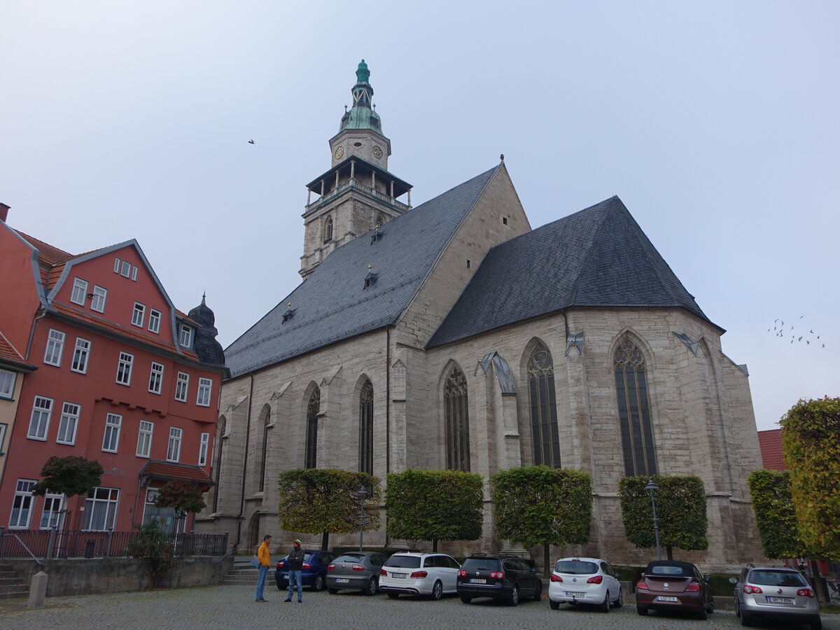 Bad Langensalza, evangelische Marktkirche St. Bonifatius, erbaut im 13. Jahrhundert (14.11.2022)
