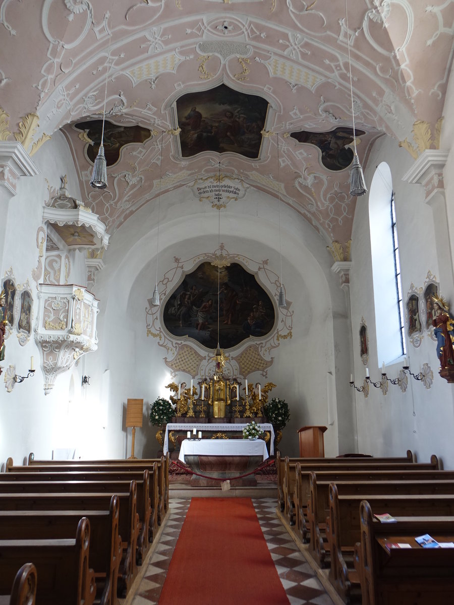 Bad Reichenhall, Innenraum der Spitalkirche St. Johannes, erbaut 1834 (10.11.2018)