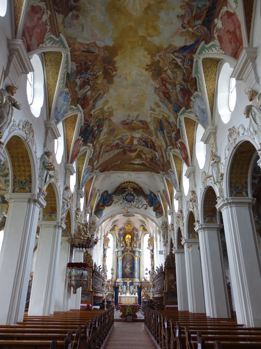 Bad Schussenried, barocker Innenraum der Klosterkirche St. Magnus (05.04.2021)