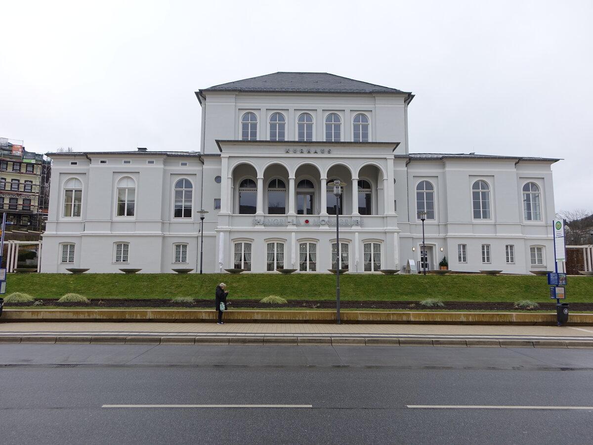 Bad Schwalbach, Kurhaus, Gebude im Stil der Neorenaissance, erbaut von 1873 bis 1879 (29.01.2022)