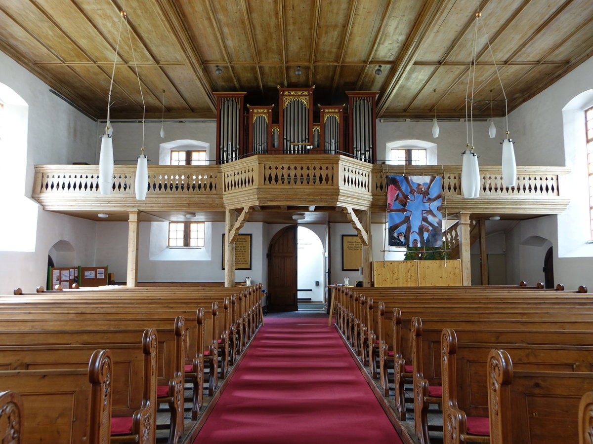 Bad Teinach, Orgelempore in der evangelischen Dreifaltigkeitskirche (01.05.2018)