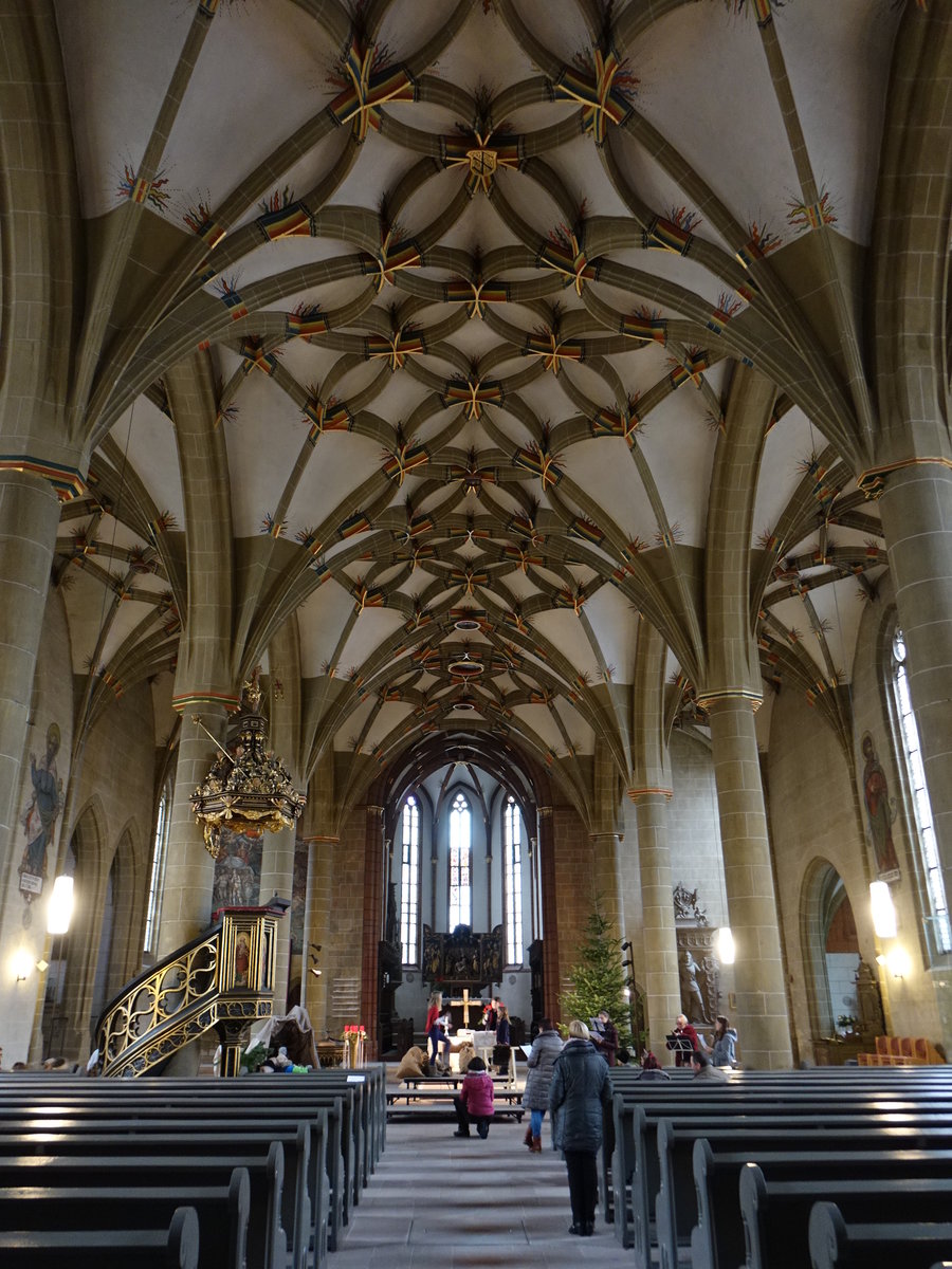 Bad Wimpfen, Innenraum der evangelischen Stadtkirche St. Marien (23.12.2018)