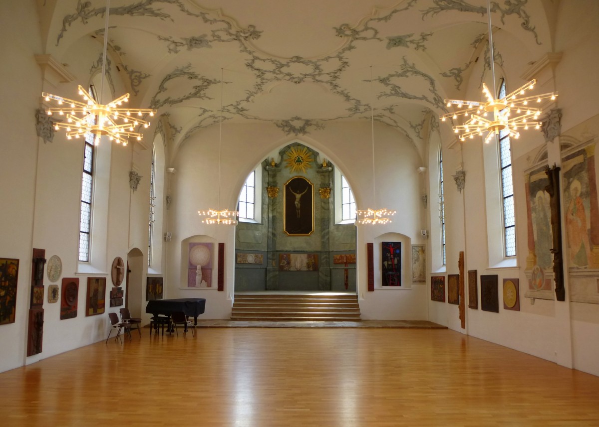 Bad Zurzach, der Innenraum der Oberen Kirche, seit 1944 Konzert-und Ausstellungsraum, Juli 2013