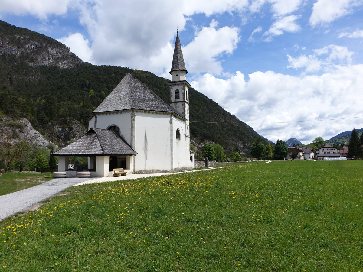 Bagni di Lusnizza, St. Gottardo Kirche, erbaut bis 1450, restauriert 1660 durch Gabriel von Canal (05.05.2017)