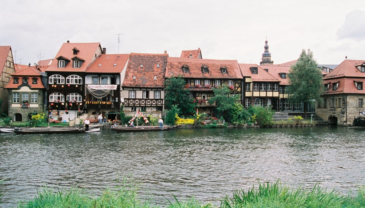 BAMBERG, 22.08.1998, Blick auf Klein Venedig am Linken Regnitzarm