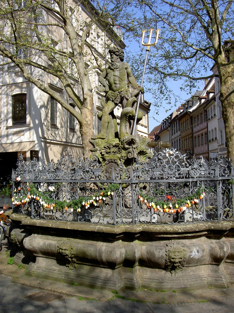 Bamberg, Neptunbrunnen am Grnen Markt (13.04.2014)