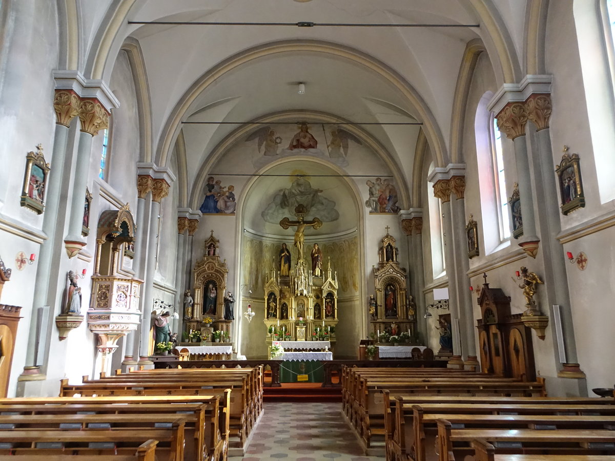 Barbiano/ Barbian, neugotischer Innenraum der Pfarrkirche St. Jakob (14.09.2019)