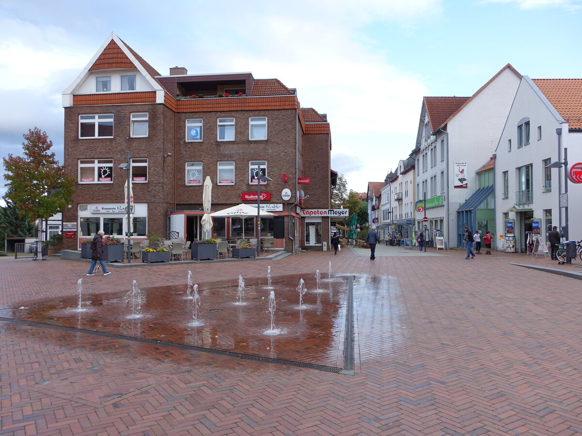 Barsinghausen, Brunnen und Huser am Marktplatz (06.10.2021)