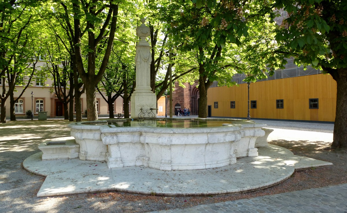 Basel, die Brunnenanlage auf dem Mnsterplatz, vom Schweizer Architekt Pisoni, erstellt 1784, Mai 2015