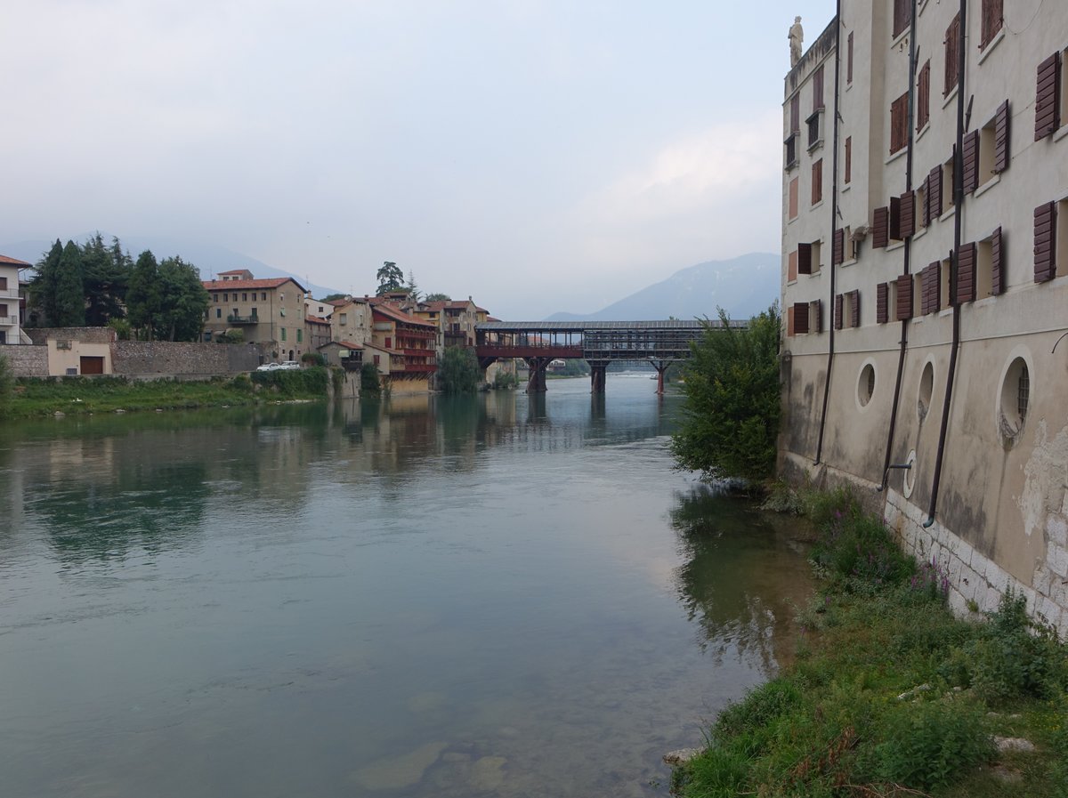 Bassano del Grappa, Ponte degli Alpini, Brcke ber den Fluss Brenta, erbaut 1569 (17.09.2019)