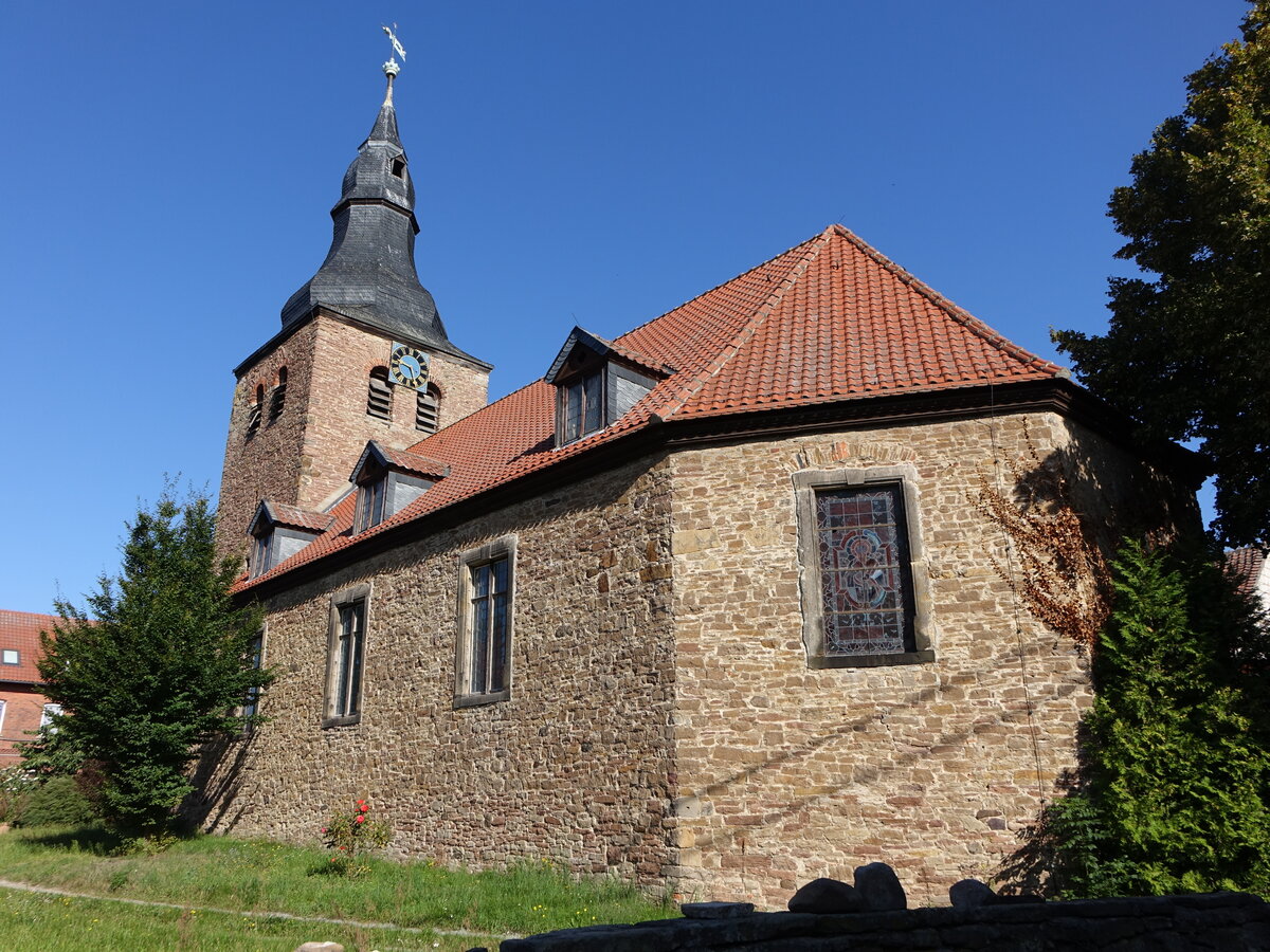 Behnsdorf, evangelische St. Martini Kirche, erbaut von 1743 bis 1744 (11.08.2025)