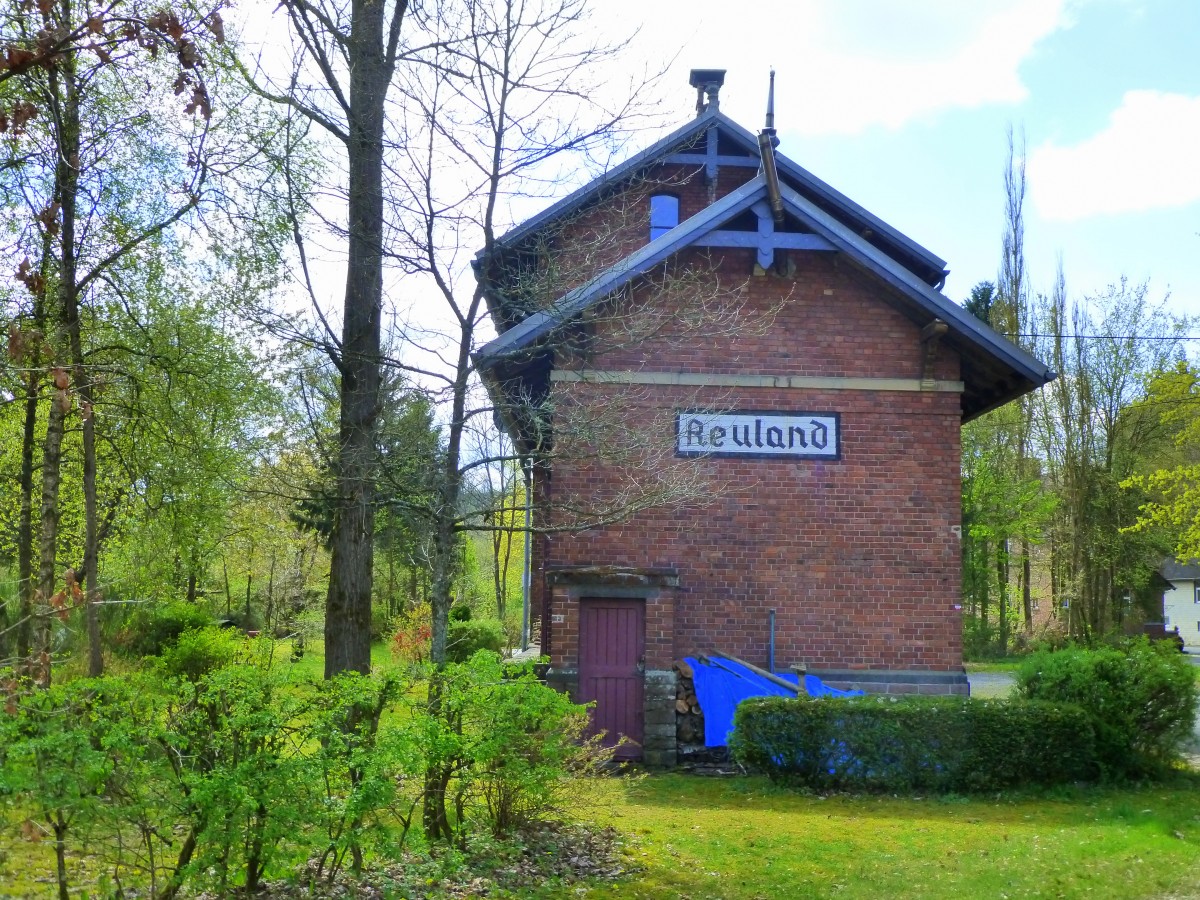 Belgien, Wallonien, Provinz Lttich, deutschsprachige Gemeinschaft, Bahnhof Reuland am Vennbahn Radweg (Strecke 47 in Belgien). 23.04.201