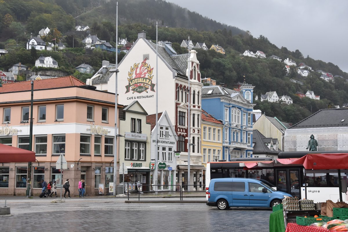 BERGEN (Fylke Vestland, bis 31.12.2019 Fylke Hordaland), 10.09.2016, am Markt