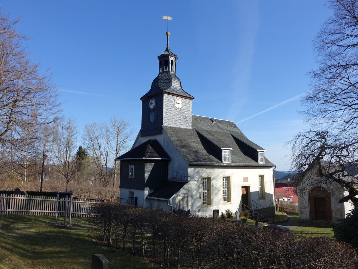 Bergkirche Gehlberg, erbaut von 1749 bis 1751 durch den Oberbaumeister Straburger (18.04.2022)
