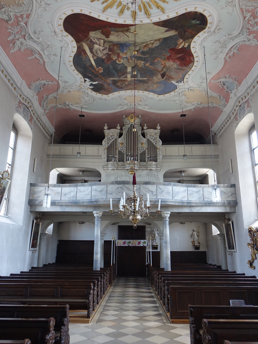 Bergrheinfeld, Orgelempore in der Pfarrkirche Mater Dolorosa (27.05.2017)