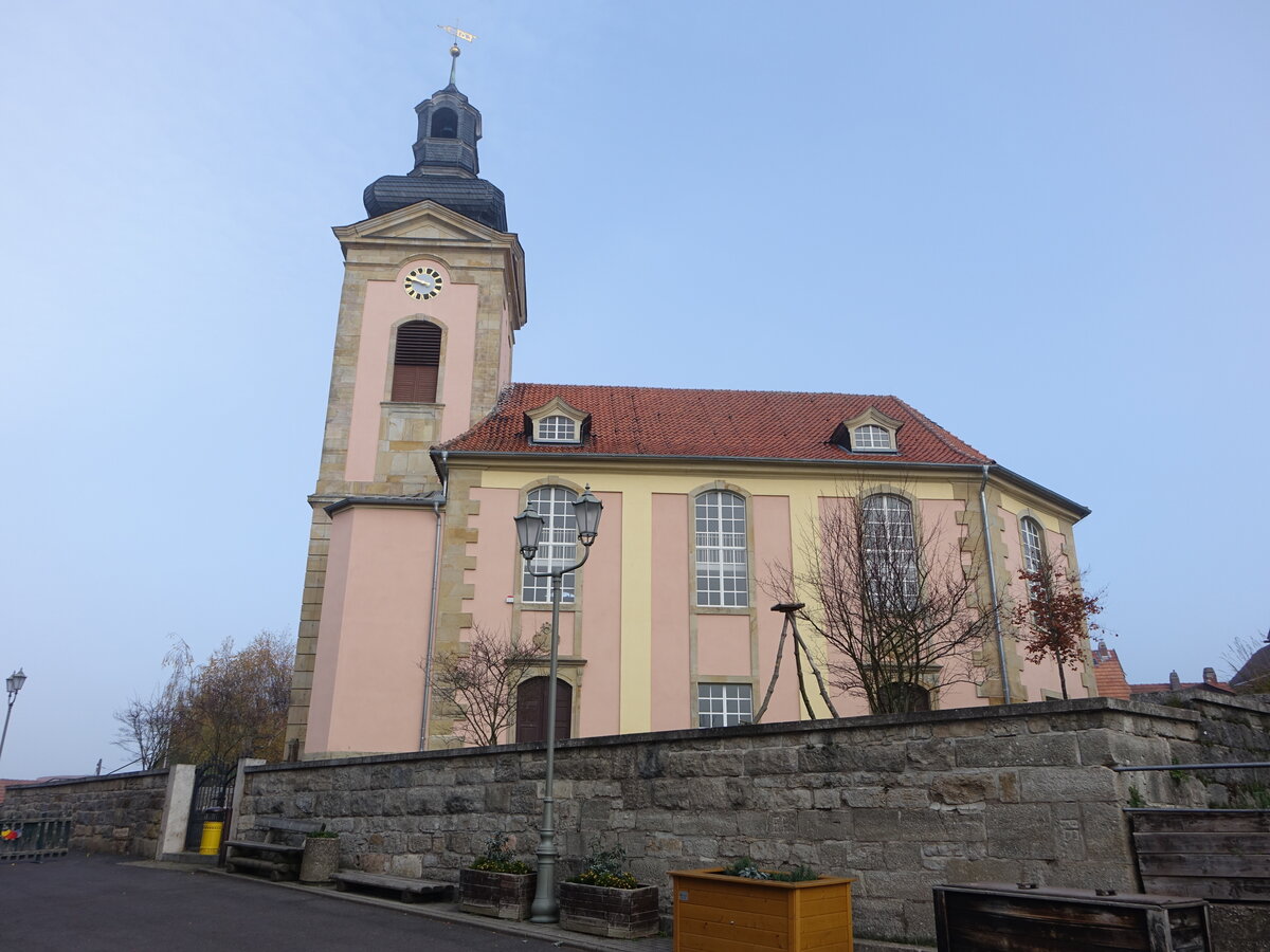 Berka vor dem Hainich, evangelische St. Georg Kirche, erbaut 1752 im Rokoko-Stil (12.11.2022)