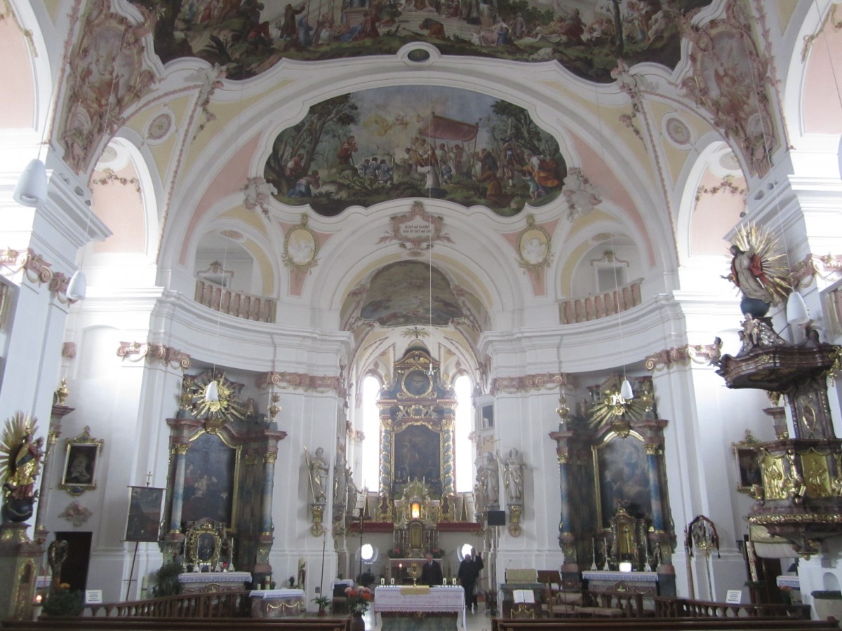 Bettbrunn, Wallfahrtskirche St. Salvator, erbaut ab 1774 durch Leonhard Matthias Giel, Stuck von Franz Xaver Feichtmayr (02.11.2013)