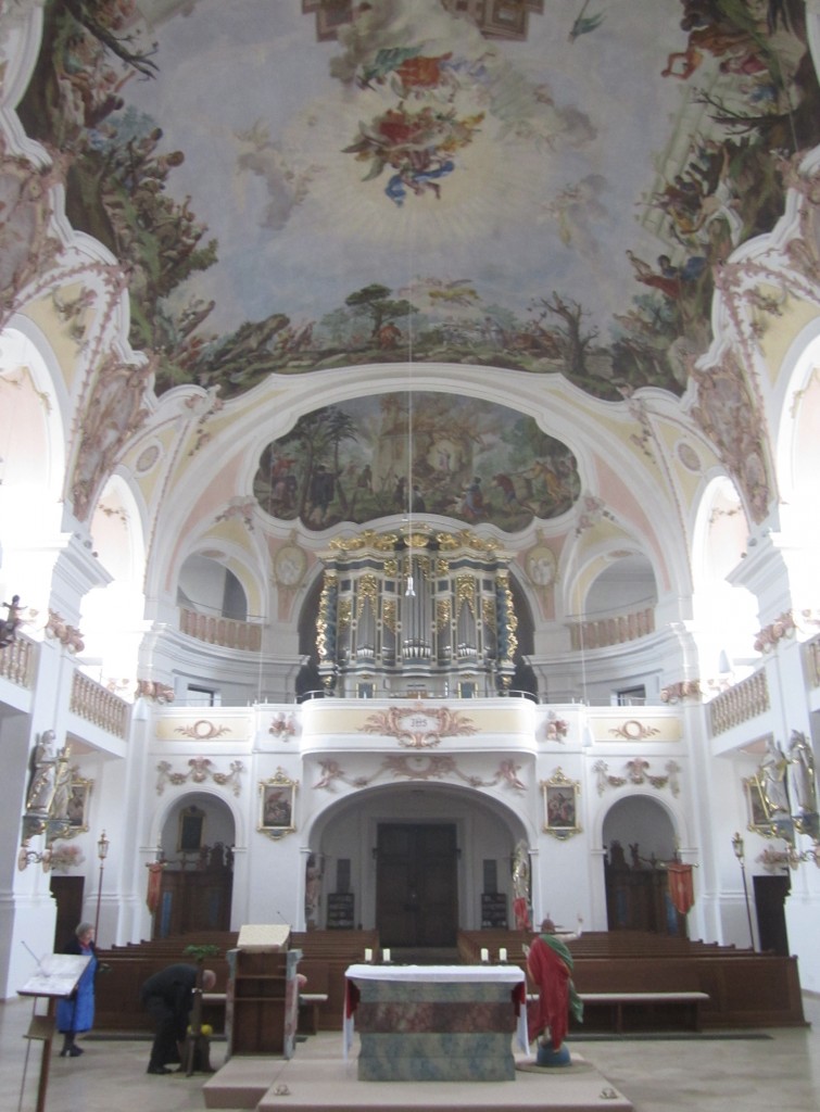 Bettbrunn, Wallfahrtskirche St. Salvator, Fresken von Christian Wink, Orgel von 1894, erbaut durch Franz Borgias Maerz (02.11.2013)