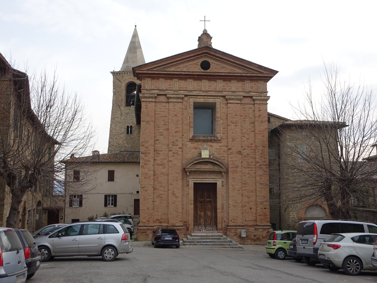 Bettona, Pfarrkirche St. Crispolto, erbaut im 13. Jahrhundert (27.03.2022)