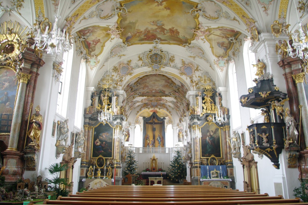 Biberbach, Wallfahrtskirche St. Jakobus, erbaut 1684, Rokoko Ausstattung von 
Dominikus Zimmermann (01.02.2013)