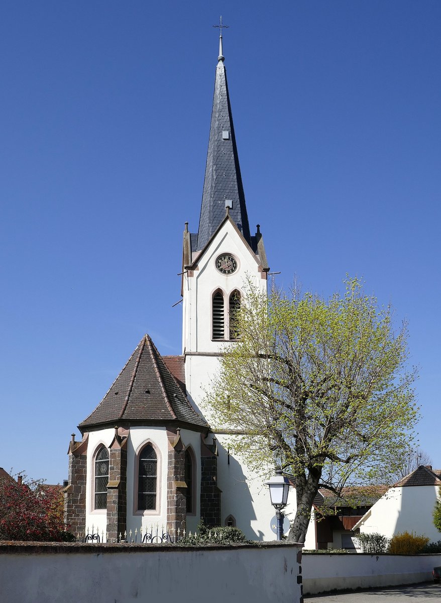 Bickensohl im Kaiserstuhl, die evangelische Kirche, Mrz 2020