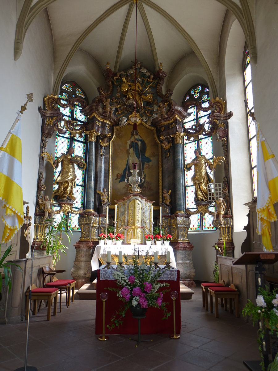Binsfeld, barocker Hochaltar in der Pfarrkirche St. Nikolaus (26.05.2018)