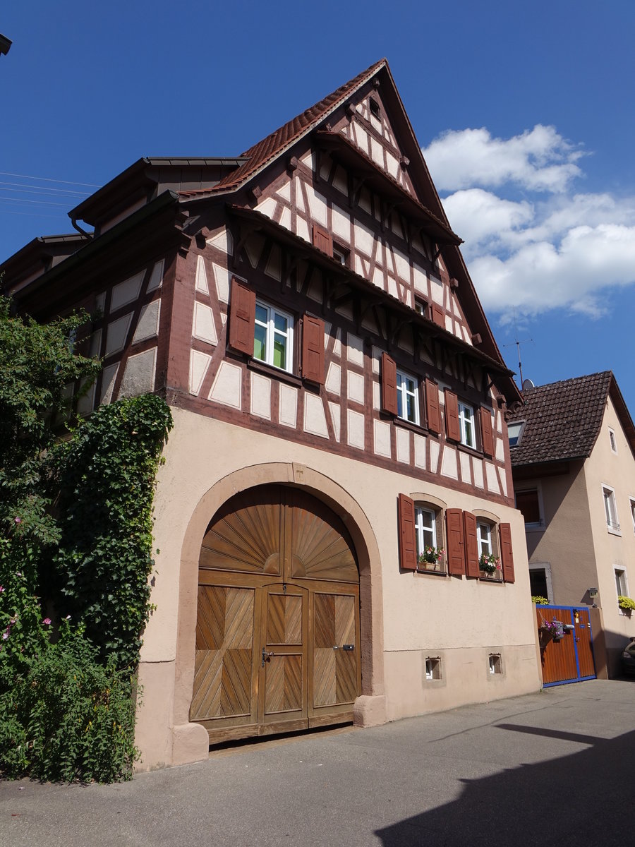 Bischoffingen, Winzergehft Unter der Lauben mit zwei Wettervordchern (14.08.2016)