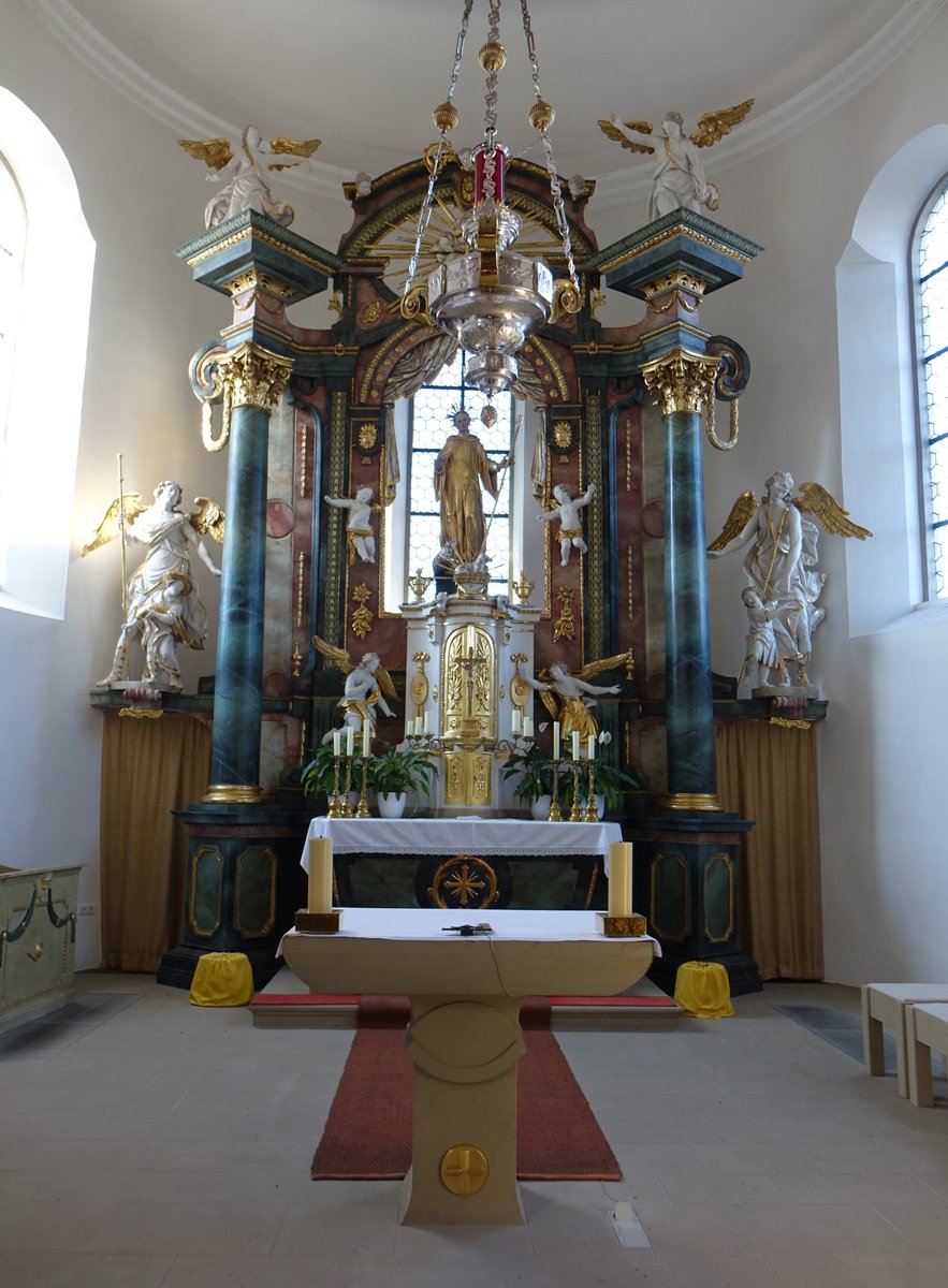 Bischwind, Hochaltar in der kath. St. Wendelin Kirche (14.10.2018)