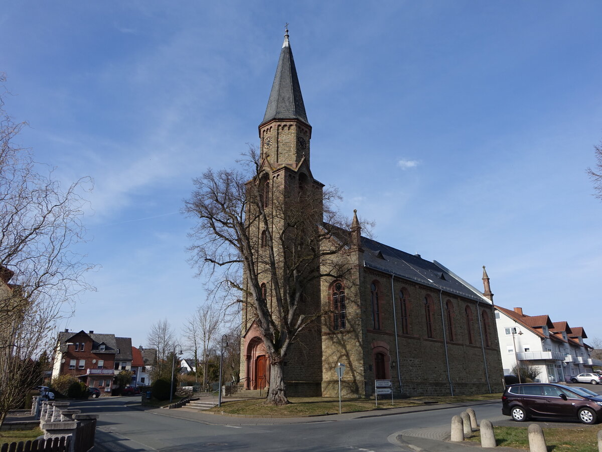Biskirchen, evangelische Kirche, erbaut von 1868 bis 1870 durch Friedrich August Stler (12.03.2022)