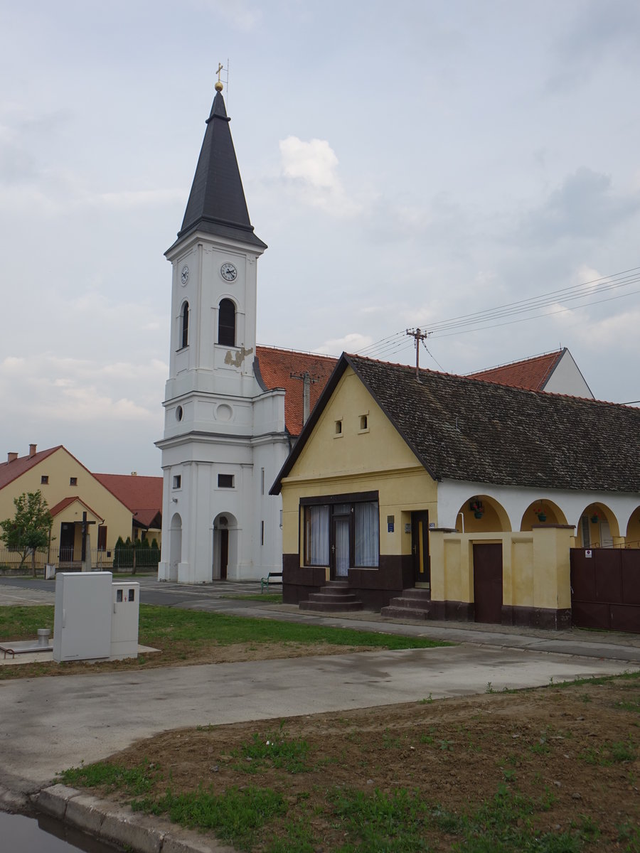 Bizovac, Pfarrkirche St. Anna, erbaut 1798, Glockenturm von 1852 (03.05.2017)