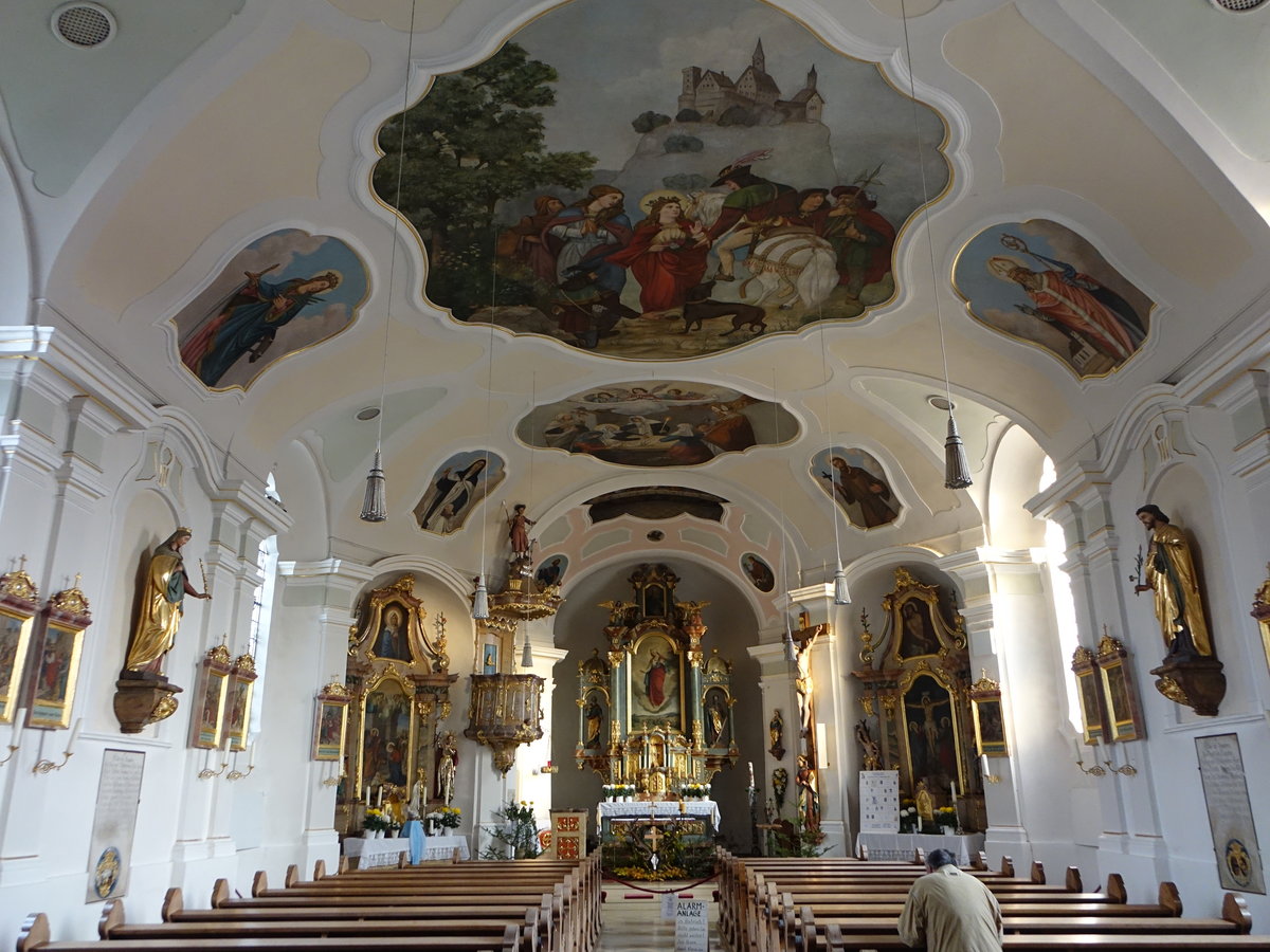 Blaibach, barocker Innenraum der kath. Pfarrkirche St. Elisabeth (04.11.2017)