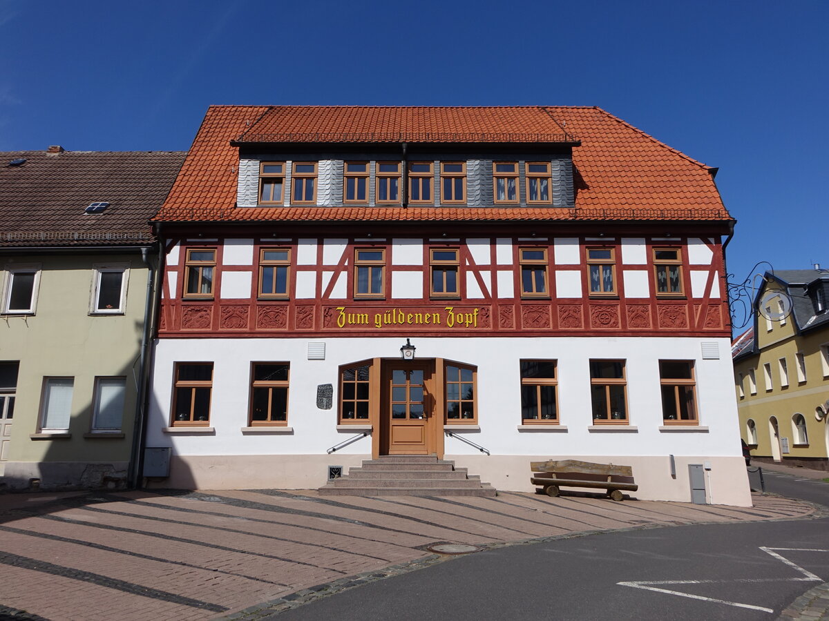 Blankenhain, Gasthof zum gldenen Zopf in der Rudolstdter Strae (17.04.2022)