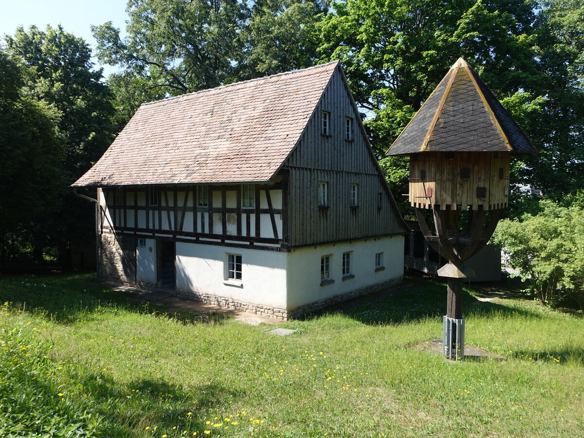 Blankenhain, Mllerhaus von 1770 und Taubenhaus im Freilichtmuseum (25.06.2023)