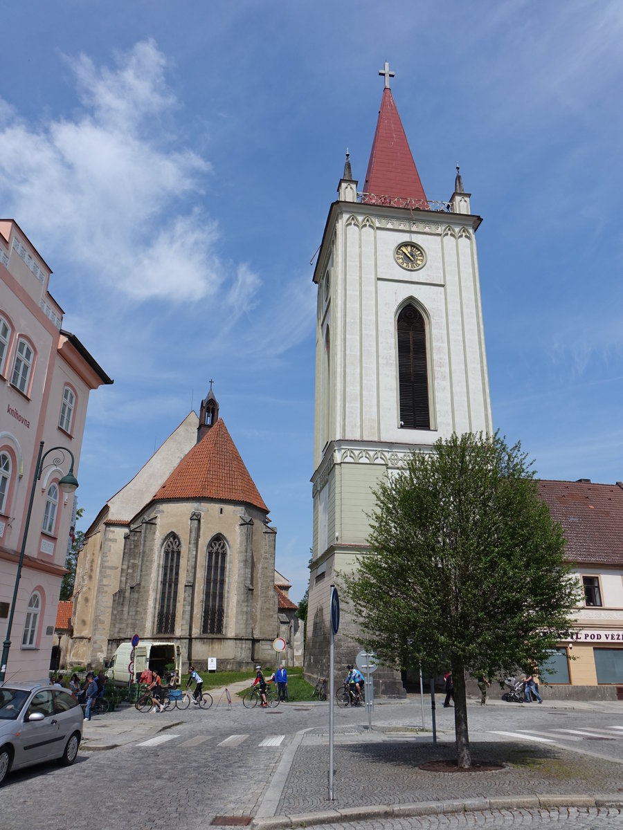 Blatna, Pfarrkirche Maria Himmelfahrt, erbaut von 1290 bis 1390 (25.05.2019)
