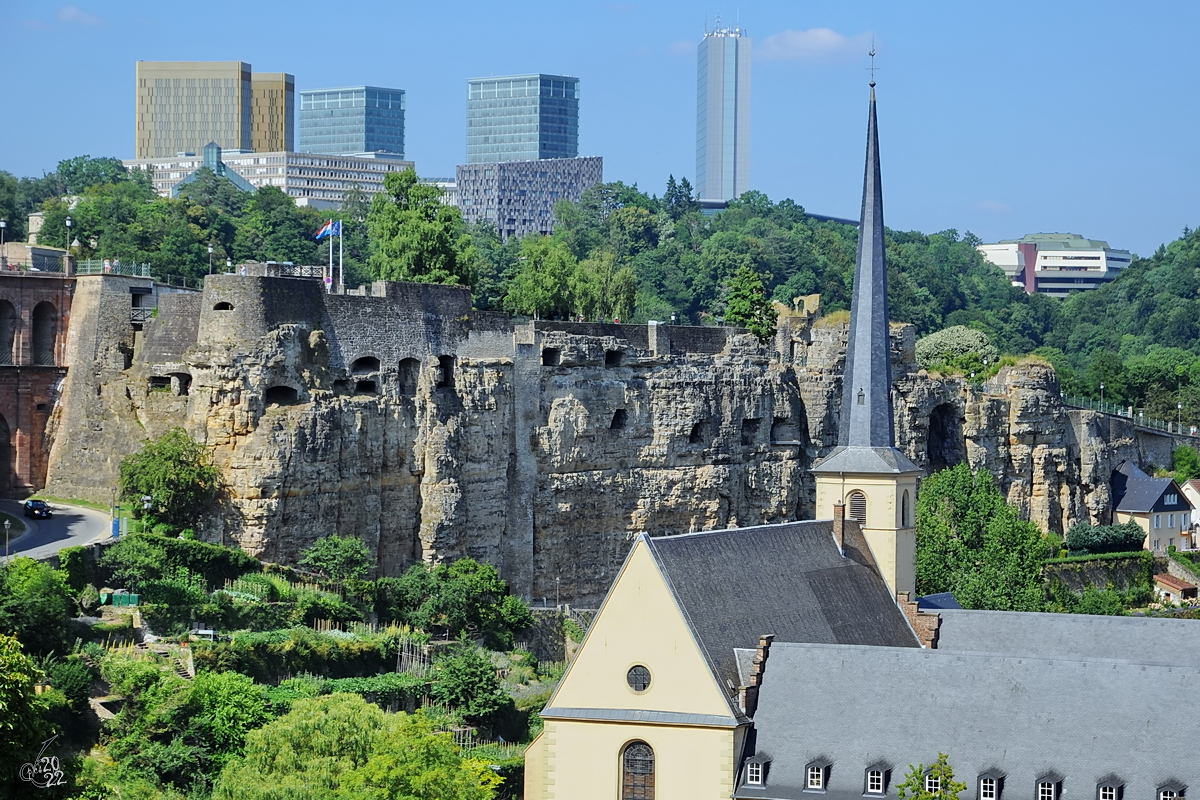 Blick auf den Bockfelsen in Luxemburg. (Juli 2017)