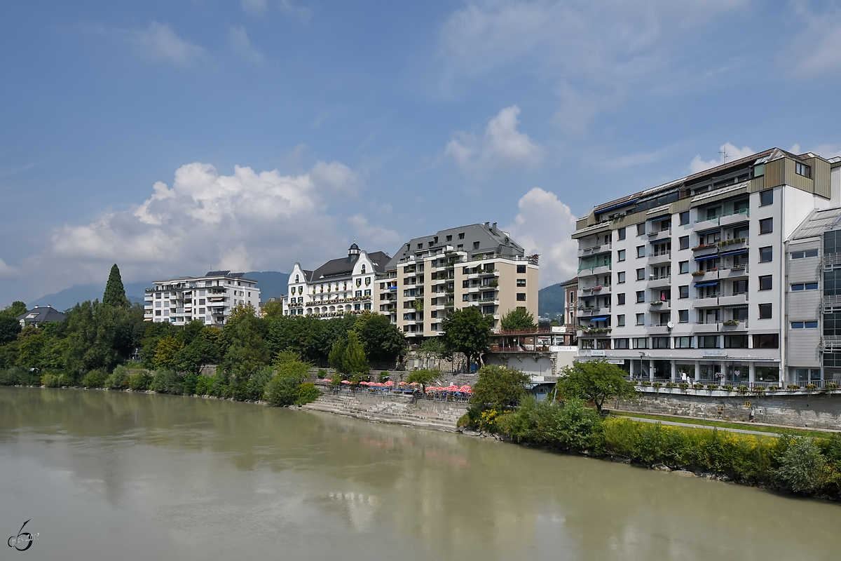 Blick auf die Draupromenade in Villach. (August 2019)