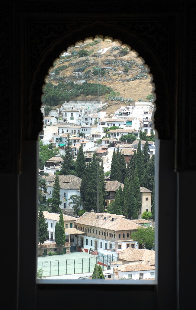 Blick auf Granada vom Oratorium in der Alhambra. Aufnahme: Juli 2014.