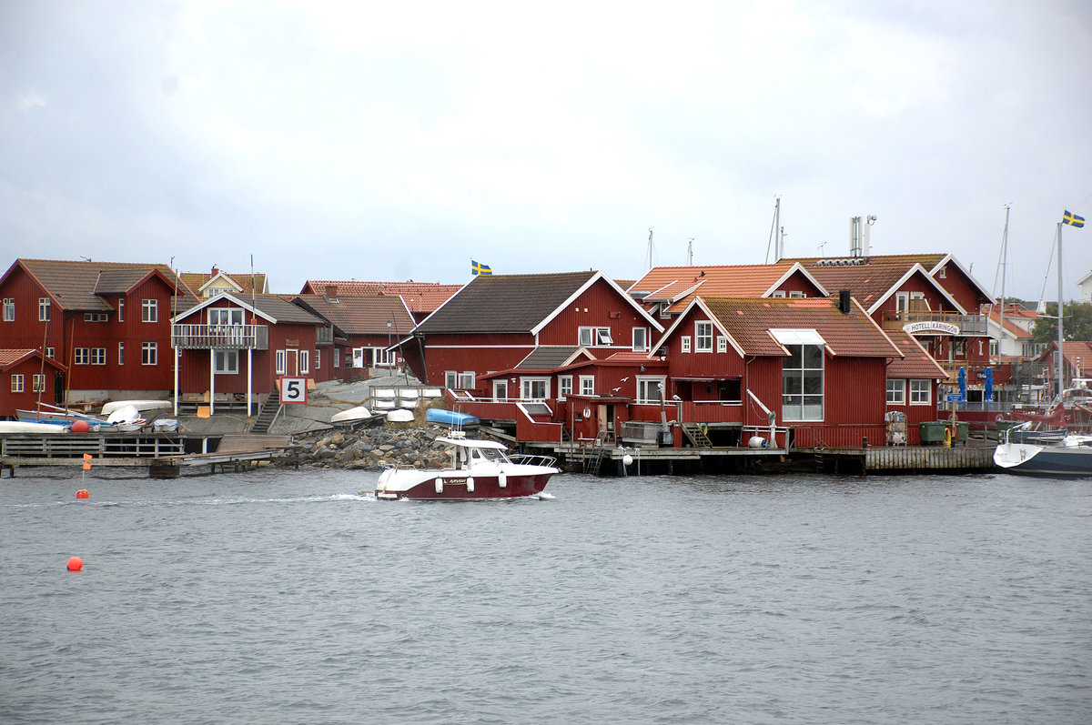 Blick auf Handelshuset und Hotell Kringn im Bohuslner Schrenhof in Schweden. Aufnahme: 3. August 2017.