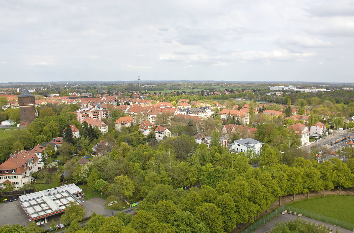 Blick auf Leipzig-Probstheida vom Vlkerschlachtdenkmal. Aufnahme: 29. April 2017.