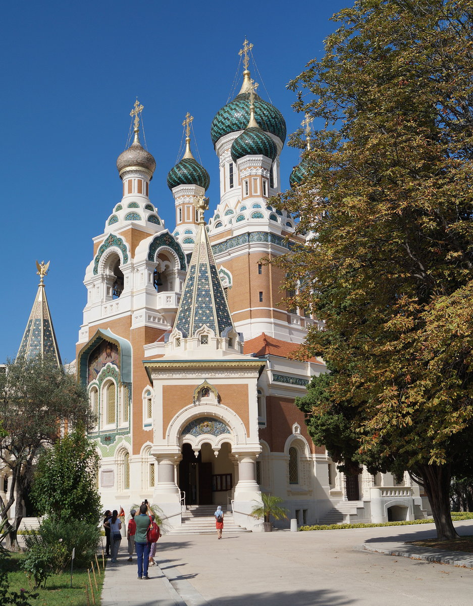 Blick auf die russisch-orthodoxe Kathedrale Saint-Nicolas in Nizza, die grte ihrer Art auerhalb Russlands; 08.09.2018.