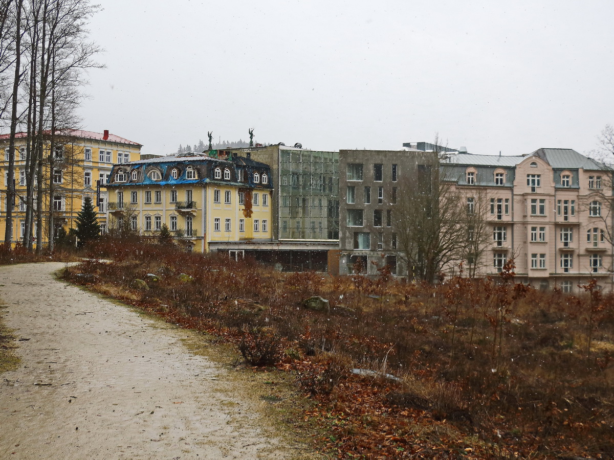 Blick auf die Stadt Marienbad von der Goethe Route 24. Februar 2020