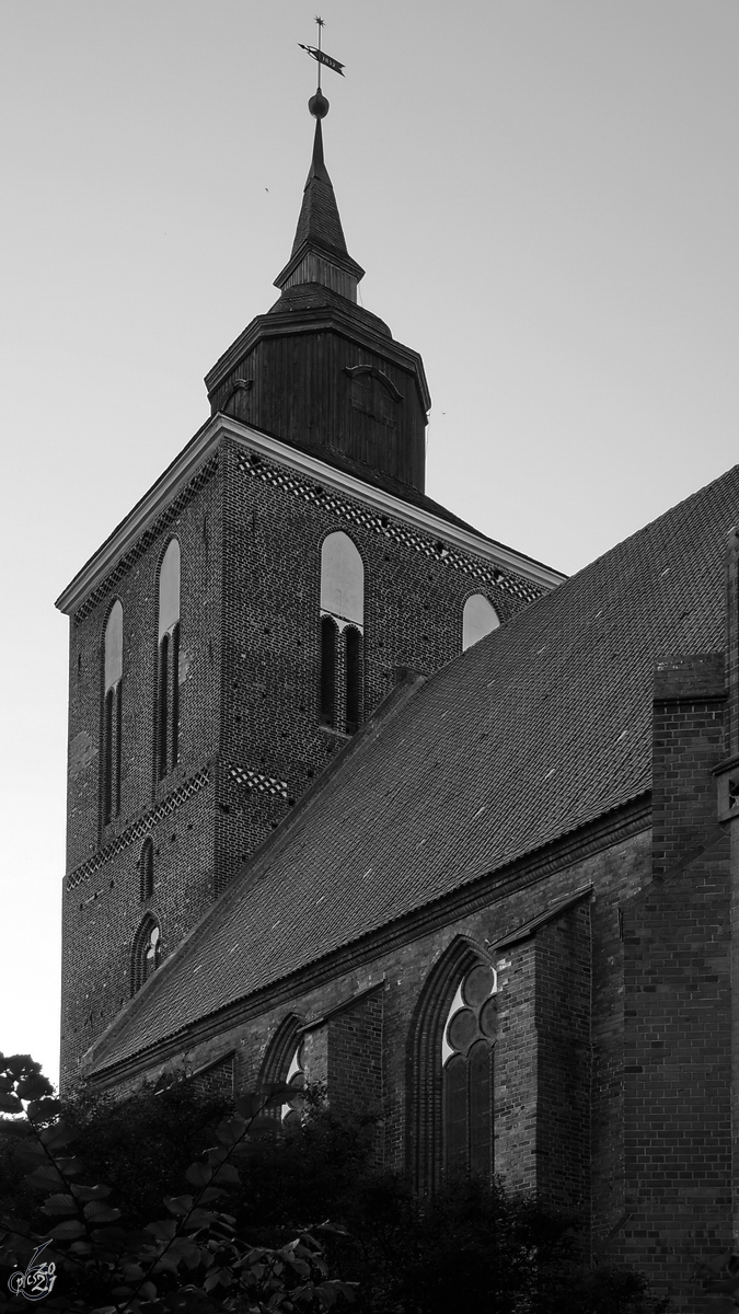 Blick auf den Turm der Pfarrkirche St. Petri in Altentreptow. (August 2013)