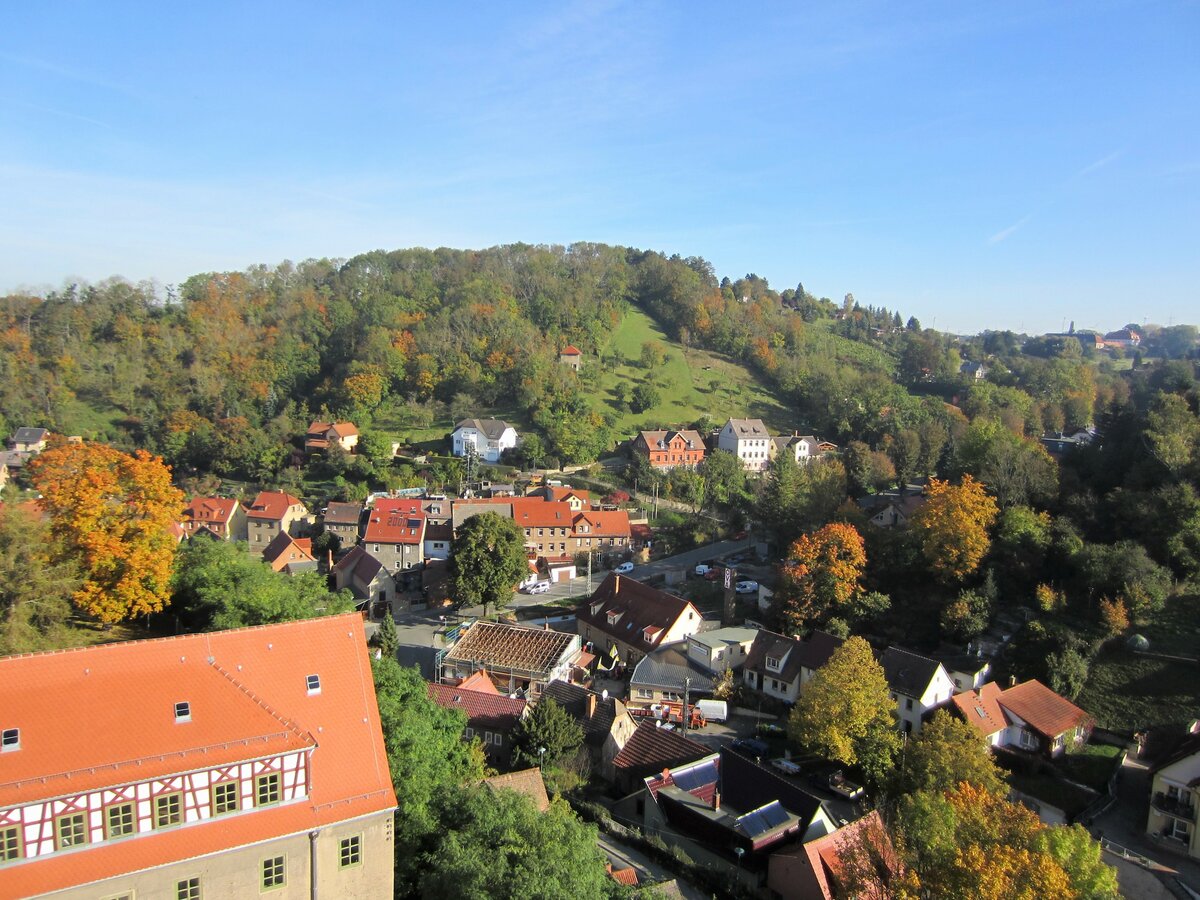 Blick vom Bergfried der Burgruine Camburg am 18.10.21
