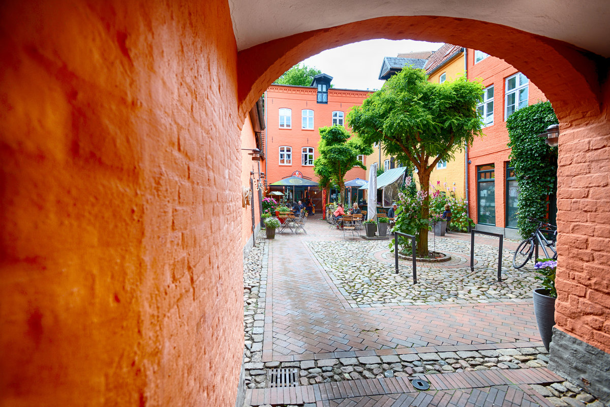 Blick in den Roten Hof (Rote Strae 14) Flensburg. Aufnahme: 11. Juli 2020.