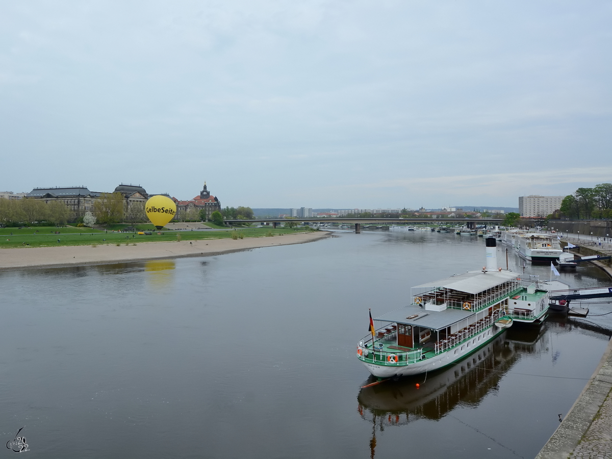 Blick ber die Elbe auf das Knigsufer. (Dresden, April 2014)