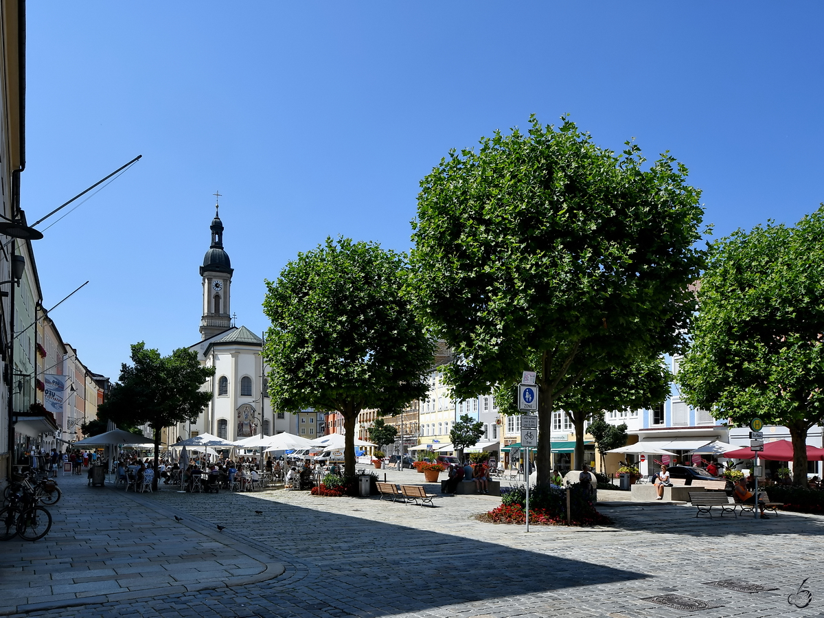 Blick ber den Traunsteiner Stadtplatz. (August 2020)