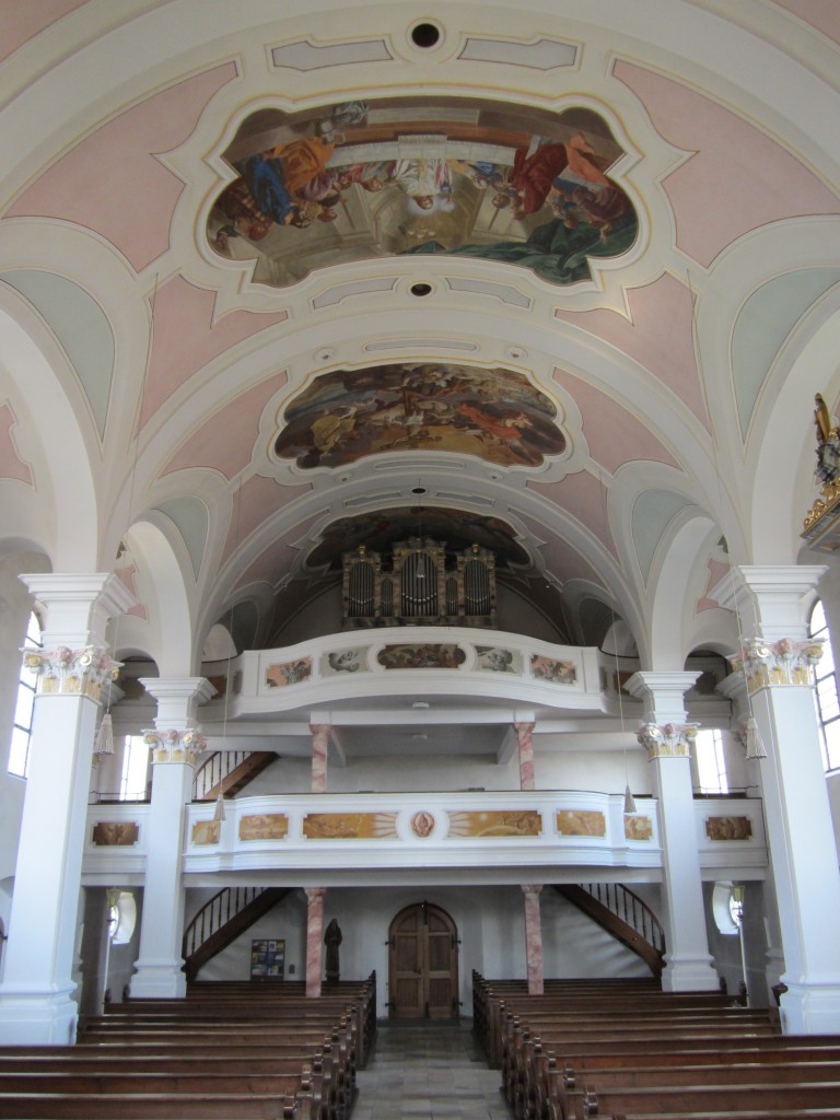 Blindheim, Pfarrkirche St. Martin, erbaut von 1711 bis 1712, Umbau von 1907 bis 1908, Fresken von Leonhard Thoma (24.08.2014)