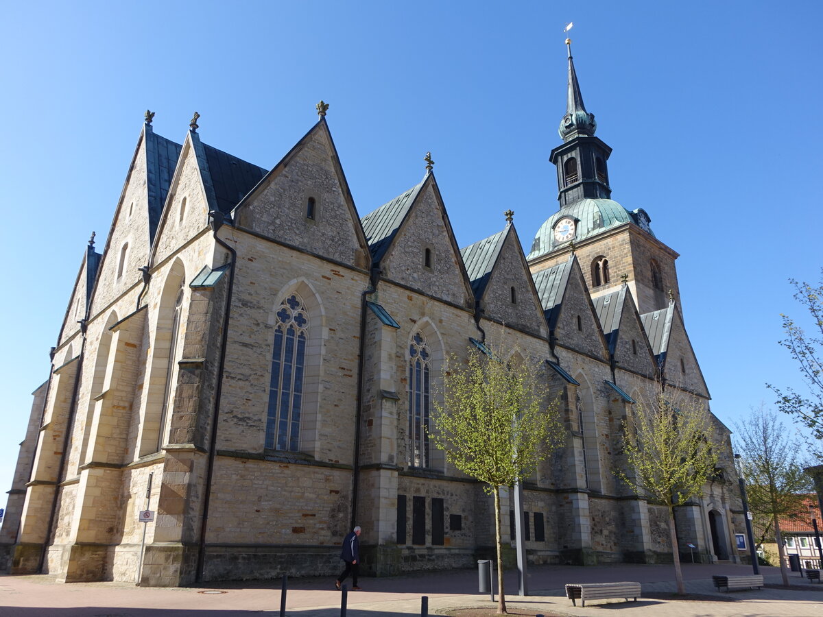 Bockenem, evangelische Pfarrkirche St. Pankratius, sptgotische Hallenkirche erbaut bis 1403 (20.04.2025)